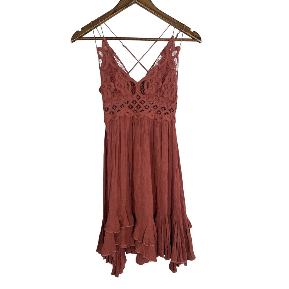 Free People Womens Adella Mini Dress Sz S Babydoll Feminine Romantic Ruffle